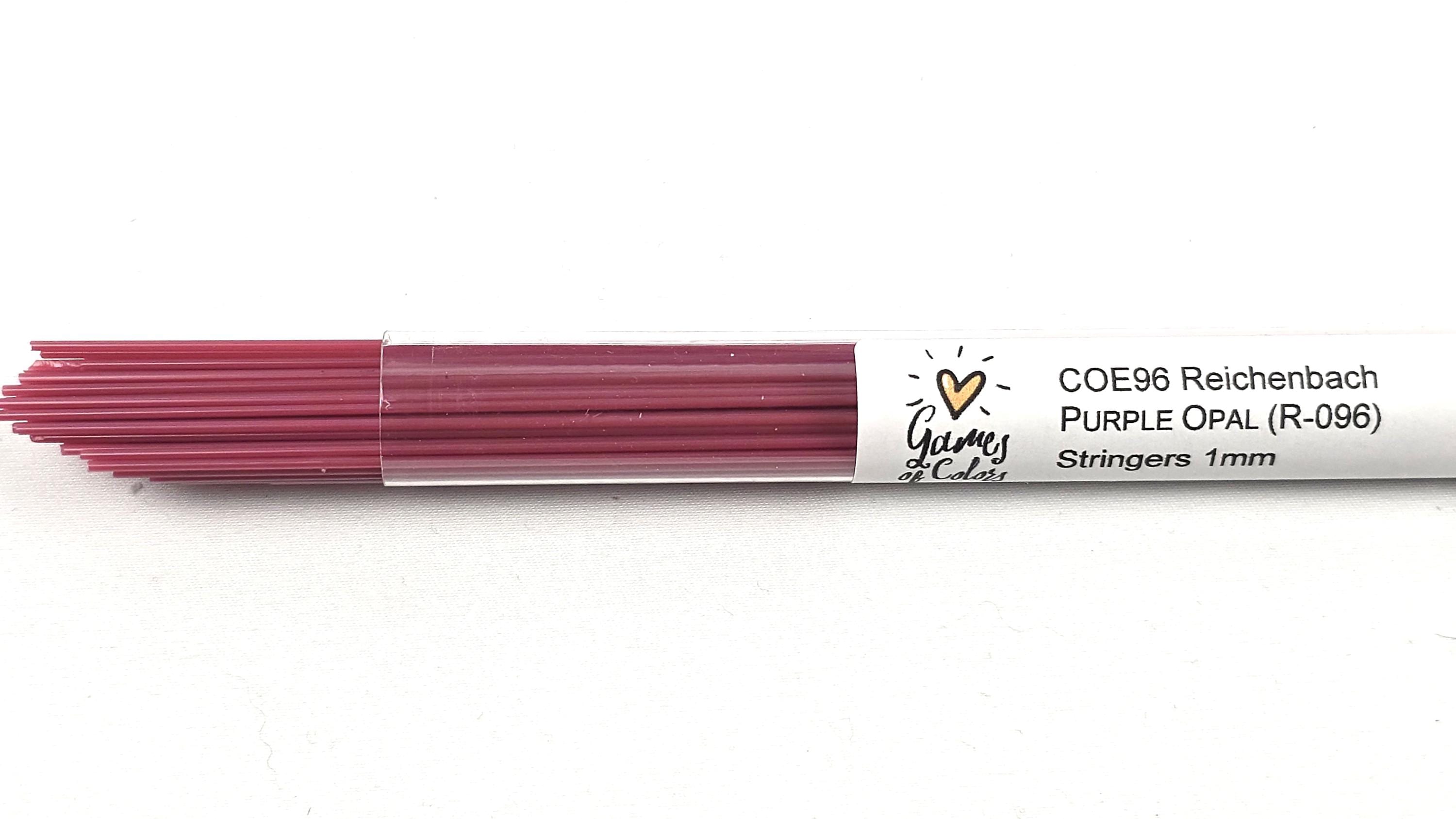 COE96 straight glass stringers, 1mm, Purple Opal, R-096
