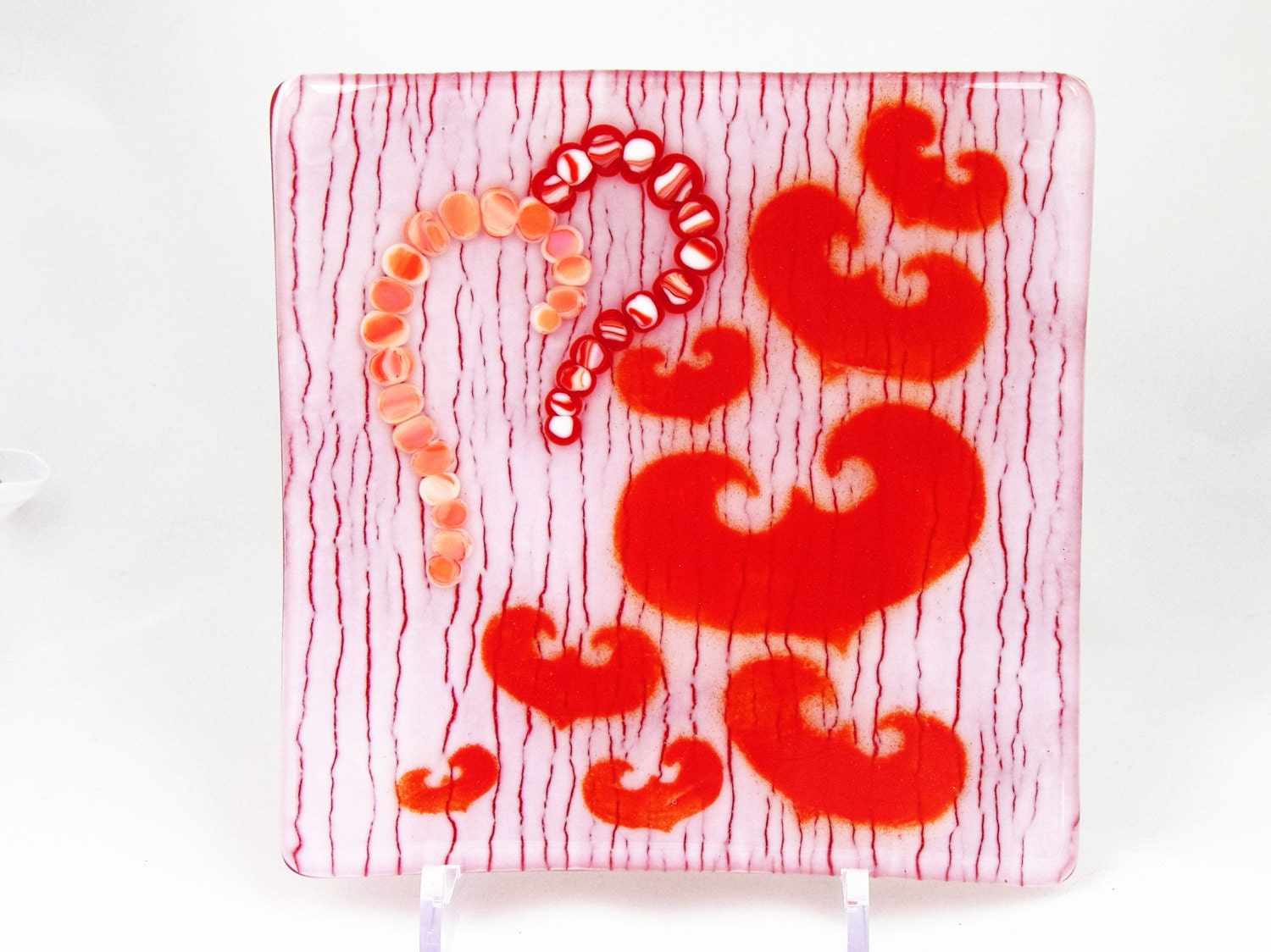 Flying Hearts Glass Plate: Valentine's Day Decor (8x8 inches)
