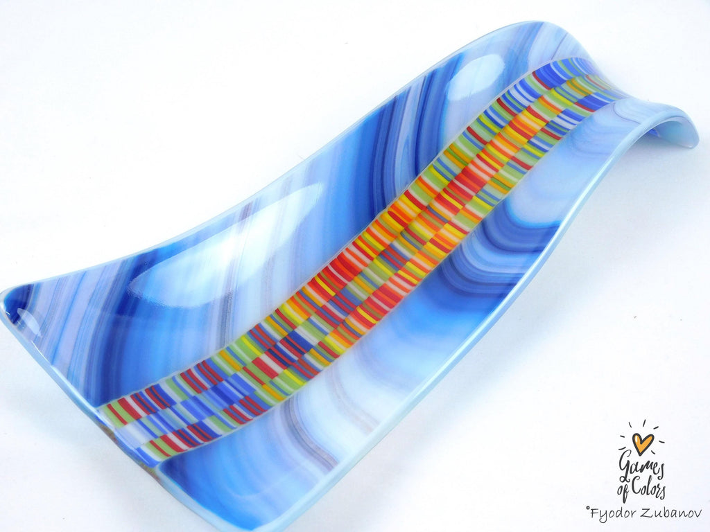 A fused glass decorative spoon rest "East coast"