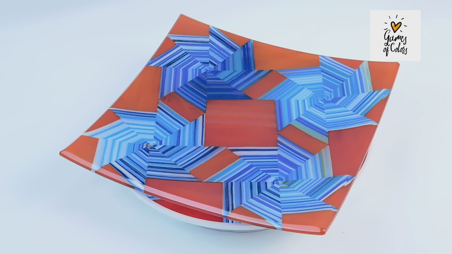 Vortex Bloom plate— Red & Blue Drift