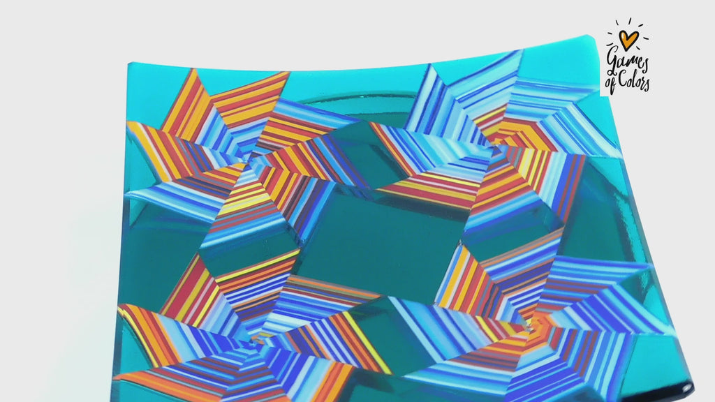 Vortex Bloom plate—Teal Starweave