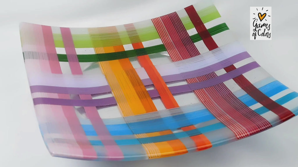 Threads of Elegance — Translucent Fused Glass Plate